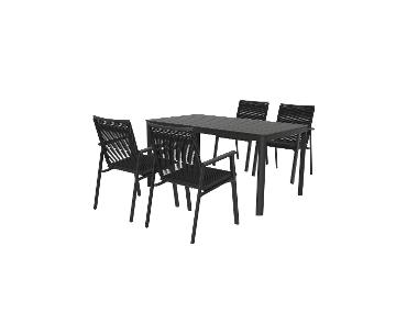 LIVARNO home Alu-Rope-Set »Miami«, 5-teilig - Standardtisch & 4 Stapelsesel, anthrazit