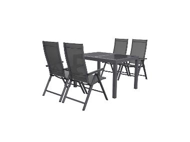 LIVARNO home Alu-Set »Houston«, 5-teilig - Ausziehtisch & 4 Hochlehner, grau
